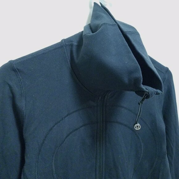 Lululemon In Stride Sweater 8 Medium Women's Black Luon Zipper Jacket High Neck - Picture 6 of 8